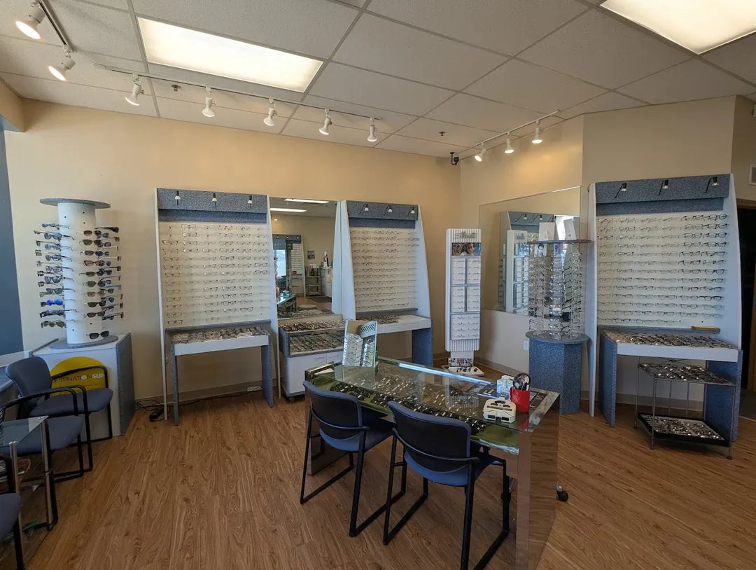 Inside the Eyestyles dispensary — designer frame displays and fitting station